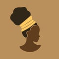 Young beauty african girl face in profile with curly hair in traditional afro hairstyle, Vector fashion illustration, Cute afro Royalty Free Stock Photo