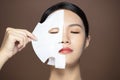 young beauty face and facial mask Royalty Free Stock Photo