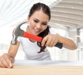 Young beauty female carpenter Royalty Free Stock Photo