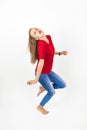 Young beauty girl flying in jump Royalty Free Stock Photo