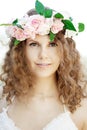 Young beauty woman in blooming garden Royalty Free Stock Photo