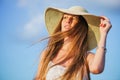 Young beauty woman in summer hat