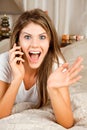 Young beauty woman telephoning Royalty Free Stock Photo