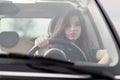 Young beuatiful woman driving a car Royalty Free Stock Photo