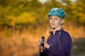 Young bicyclist in helmet Royalty Free Stock Photo