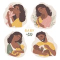 Young black african american happy parents hug their newborn boho baby Royalty Free Stock Photo