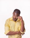 Young black african man thinking and reminiscing Royalty Free Stock Photo