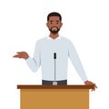 Young Black Businessman or politician speaking at the podium