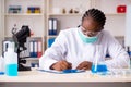 The young black chemist working in the lab Royalty Free Stock Photo