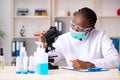 The young black chemist working in the lab Royalty Free Stock Photo