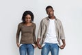 Young Black Couple With Empty Pockets And No Money Royalty Free Stock Photo