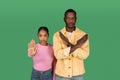 Young black couple showing stop gesture at camera together Royalty Free Stock Photo