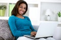 Young black girl with laptop computer Royalty Free Stock Photo