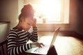 Young black girl working on her homework Royalty Free Stock Photo