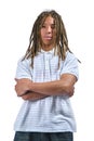 Young black man with dreadlocks looking seriously Royalty Free Stock Photo