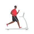 Young black man in a sporty uniform is running on a treadmill Royalty Free Stock Photo