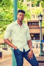 Young black man standing outdoors in New York City