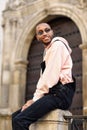 Young black man wearing casual clothes and sunglasses outdoors Royalty Free Stock Photo