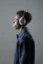 Young black man wearing pair of headphones Royalty Free Stock Photo