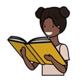 Young black student girl reading book Royalty Free Stock Photo