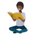 Young black student sitting reading book Royalty Free Stock Photo