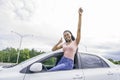 Young black teenage driver seated in her new car Royalty Free Stock Photo