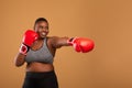 Young Black Woman Boxing Wearing Red Gloves At Studio Royalty Free Stock Photo