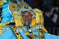 Young black woman dressed in colorful costume at Junkanoo