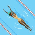 Young black woman in sports swimsuit swims in the pool Royalty Free Stock Photo