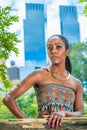 Young black woman standing outdoors in New York City, looking forwar4 Royalty Free Stock Photo