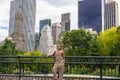 Young black woman standing outdoors in New York City, looking forward Royalty Free Stock Photo