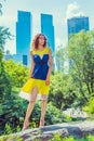 Young black woman standing outdoors in New York City, looking forward Royalty Free Stock Photo