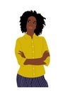 Young black woman thinking about problems vector.