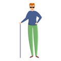 Young blind man icon, cartoon style