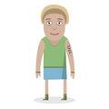 Young blond female character with tatoo. Flat vector illustration, clip art.