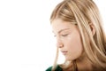 Young blond girl in deep thought Royalty Free Stock Photo