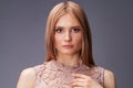 Young blond lady in sexy dress Royalty Free Stock Photo