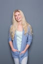 Young blond woman laughing Royalty Free Stock Photo