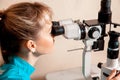 Young blond woman ophthalmologist