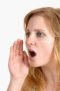 A young blond woman shouting. Royalty Free Stock Photo