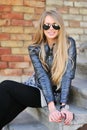 Young blond woman in a sunglasses Royalty Free Stock Photo