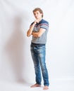 Young blonde adult caucasian man in casual clothes Royalty Free Stock Photo