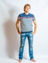 Young blonde adult caucasian man in casual clothes