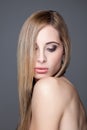 Young blonde beauty with straight hair Royalty Free Stock Photo