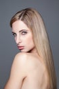 Young blonde beauty with straight hair Royalty Free Stock Photo