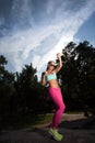 Young Blonde fit Athletic woman exercising Royalty Free Stock Photo