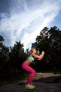 Young Blonde fit Athletic woman exercising Royalty Free Stock Photo