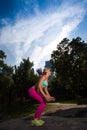 Young Blonde fit Athletic woman exercising Royalty Free Stock Photo