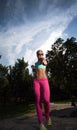 Young Blonde fit Athletic woman exercising Royalty Free Stock Photo