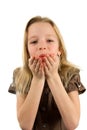 Young blonde girl with blow kiss Royalty Free Stock Photo